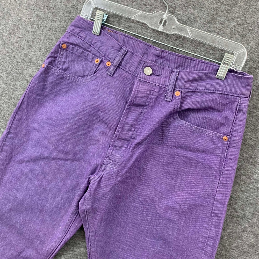 Levis 501 Size30x27 Original Fit Straight Leg Purple Denim Jeans Button Fly